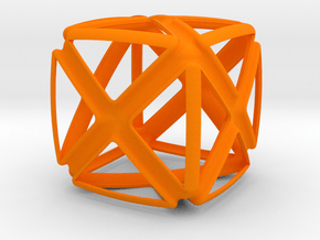 Wireframe Shape Geometric X Cube in Orange Processed Versatile Plastic