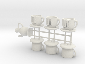 Tea Cups  in White Natural Versatile Plastic