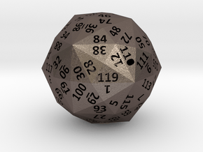Disdyakis Triacontahedron d120 4cm hollow in Polished Bronzed Silver Steel