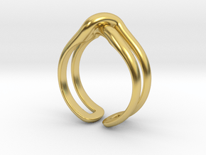 Crossed ring in Polished Brass