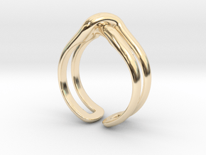 Crossed ring in 14k Gold Plated Brass