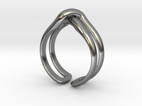 Crossed ring in Polished Silver