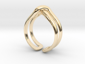 Crossed ring in 9K Yellow Gold 