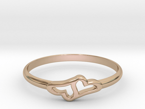 Merging Hearts Ring in 14k Rose Gold Plated Brass: 8 / 56.75