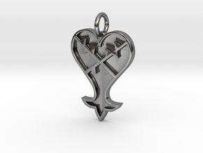 Kingdom Hearts Heartless Emblem Pendant in Polished Silver