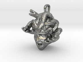 Medusa Pendant in Natural Silver