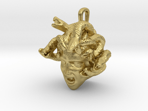 Medusa Pendant in Natural Brass