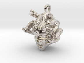 Medusa Pendant in Rhodium Plated Brass