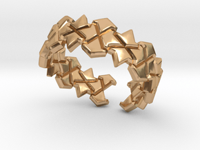 X tiled ring in Polished Bronze