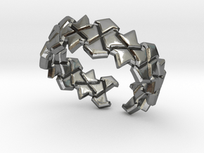 X tiled ring in Polished Silver