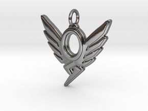 Overwatch Mercy Pendant in Polished Silver