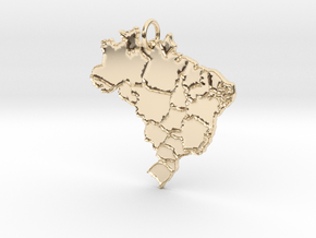 Brazíl Island Map Pendant in 14K Yellow Gold: Large