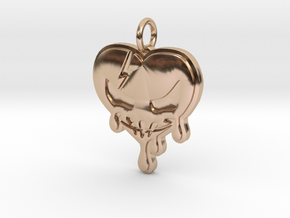 Skull Pendant Heart Pendant in 14k Rose Gold Plated Brass