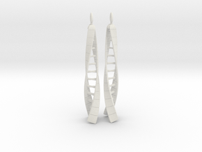 DNA Earrings - Spinners - Mirrored Pair in White Natural Versatile Plastic: Large