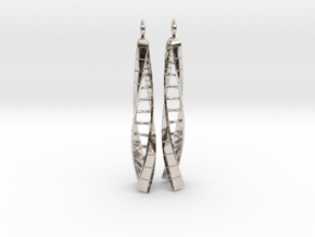 DNA Earrings - Spinners - Mirrored Pair in Rhodium Plated Brass: Large
