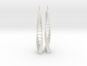 DNA Earrings - No Spin in White Natural Versatile Plastic: Large