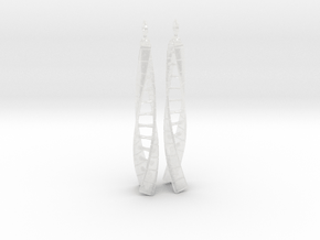DNA Earrings - No Spin in Clear Ultra Fine Detail Plastic: Large