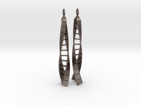 DNA Earrings - No Spin in Polished Bronzed-Silver Steel: Large