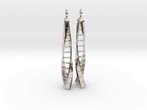 DNA Earrings - No Spin in Rhodium Plated Brass: Large
