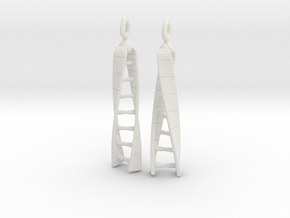 DNA Earrings - No Spin in White Natural Versatile Plastic: Small