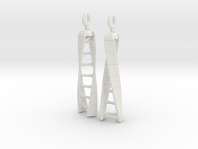 DNA Earrings - Spinners - Mirrored Pair in White Natural Versatile Plastic: Small