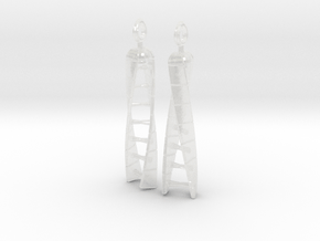 DNA Earrings - Spinners - Mirrored Pair in Clear Ultra Fine Detail Plastic: Small