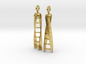 DNA Earrings - Spinners - Mirrored Pair in Polished Brass (Interlocking Parts): Small
