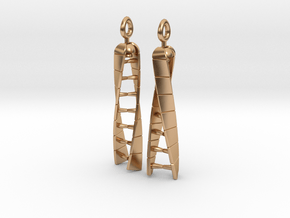 DNA Earrings - Spinners - Mirrored Pair in Polished Bronze (Interlocking Parts): Small