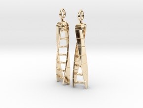 DNA Earrings - Spinners - Mirrored Pair in 14k Gold Plated Brass: Small