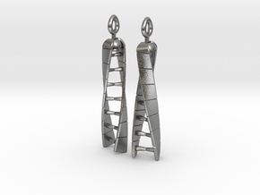 DNA Earrings - Spinners - Mirrored Pair in Natural Silver (Interlocking Parts): Small