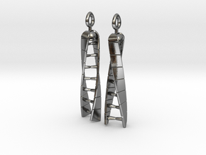DNA Earrings - Spinners - Mirrored Pair in Polished Silver (Interlocking Parts): Small