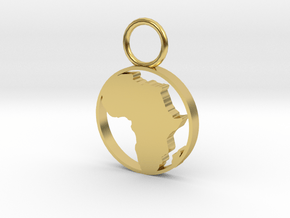 African Map Pendant  in Polished Brass
