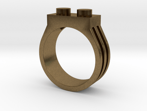 Brick Ring-2 Stud, Size 10 in Natural Bronze