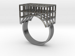 Ring with squares design (small) in Polished Silver: 6.5 / 52.75