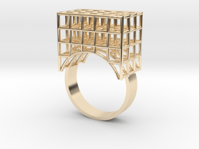 Ring with squares design (large) in 14k Gold Plated Brass