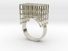 Ring with squares design (large) in 14k White Gold