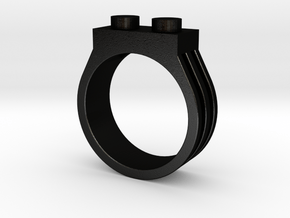 Brick Ring-2 Stud, Size 10 in Matte Black Steel