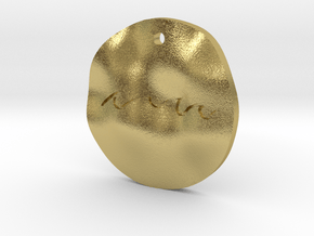 Round wavy tag, Waves  in Natural Brass