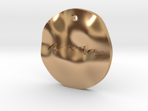 Round wavy tag, Waves  in Polished Bronze