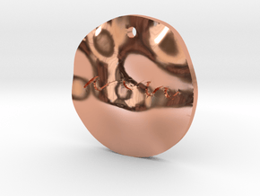 Round wavy tag, Waves  in Polished Copper