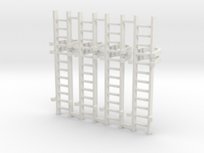 'HO Scale' - (4) 10' Caged Ladder in White Natural Versatile Plastic