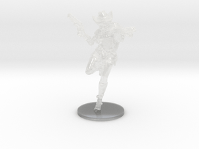 Cyber Cowgirl miniature model scifi games rpg dnd in Clear Ultra Fine Detail Plastic