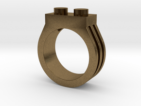 Brick Ring-2 Stud, Size 8 in Natural Bronze