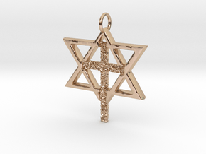 Jewish Christian Cróss Pendant in 9K Rose Gold : Large