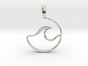 Wave Amulet I in Rhodium Plated Brass