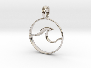Wave Amulet II (full circle) in Rhodium Plated Brass