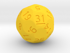 d31 Sphere Dice (Regular Edition) in Yellow Processed Versatile Plastic