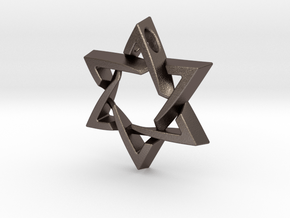 Woven Star of David in Polished Bronzed-Silver Steel