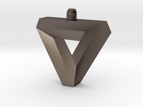 Penrose Triangle Pendant in Polished Bronzed-Silver Steel