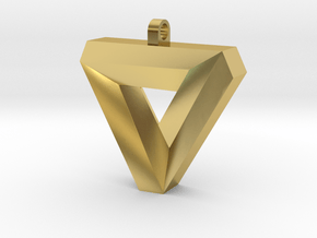 Penrose Triangle Pendant in Polished Brass